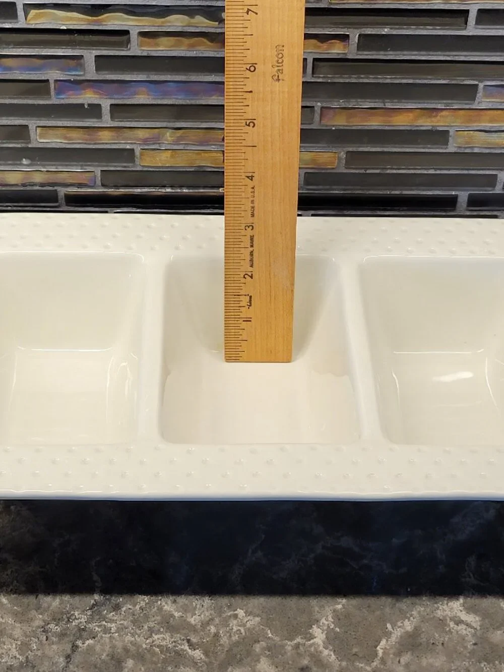 NORA FLEMING SWISS DOT 3 SECTION CONDIMENT GARNISH SERVING DISH TRAY VINTAGE